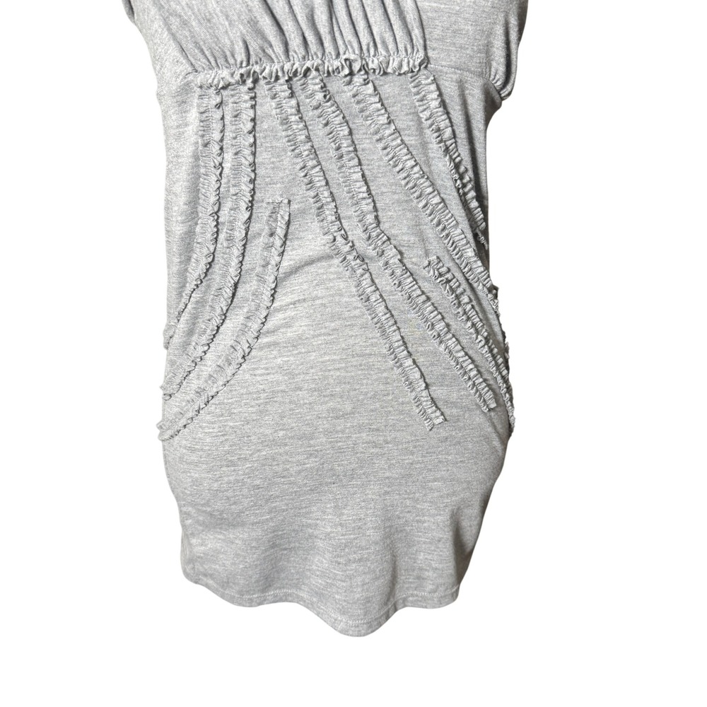 Free People Gray One Shoulder Ruffle Tunic Top Heathered Asymmetric Size M Boho - Picture 8 of 13